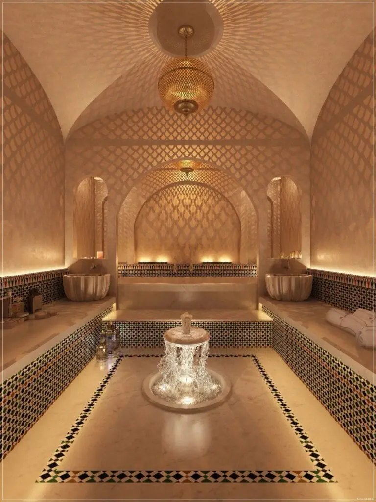 Traditional Moroccan hammam in Marrakech with warm steam, intricate tiles, and authentic spa rituals for ultimate relaxation.